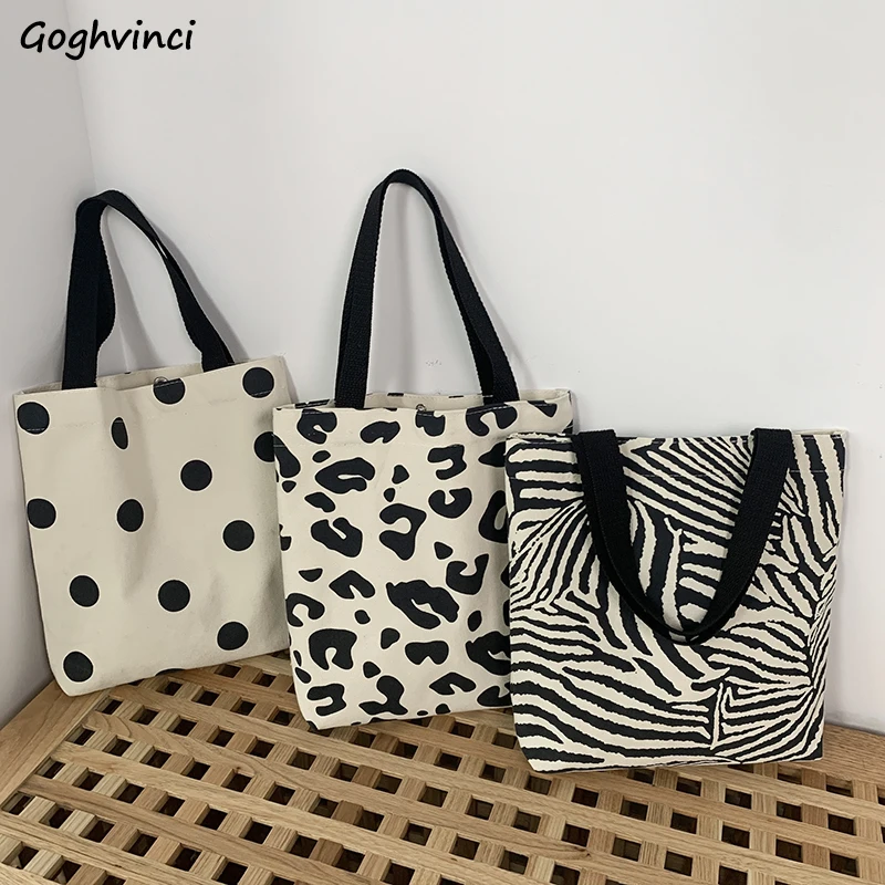 

Dots Top-Handle Bags Women Simple Chic All-match Casual Tote Fashion Hasp Canvas Underarm Bag Travel Portable Handbags Students