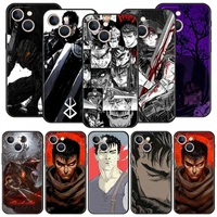 guts berserk anime luxury phone case for iphone 13 mini 12 11 pro max xr x se xs 7 8 plus soft silicone black cover shell funda