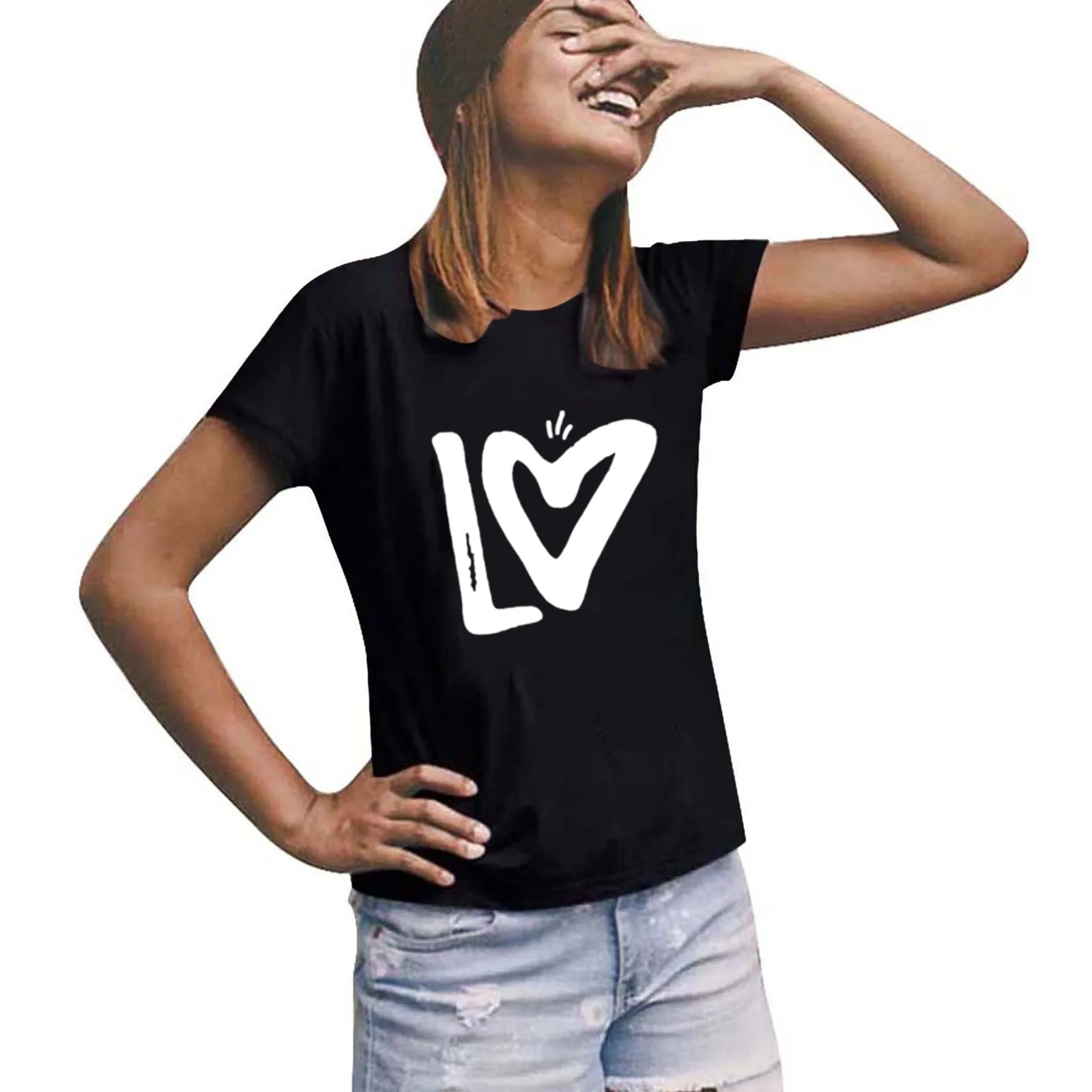 

Matching Shirts For Couples Womens T Shirts Blouse Valentines Day Short Sleeve Belly Exercise Equipment Women Wine T Shirt Women