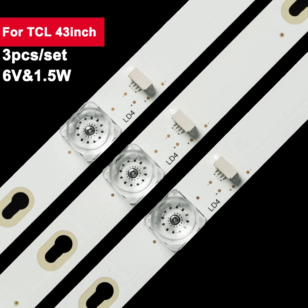 

780mm 6V1.5W 8leds TV Backlight For TCL 43inch DS-4C-LB4308-YM01 3Pcs/Set Led Tv Backlights Strip L43P1A L43P2 D43A81043D8600