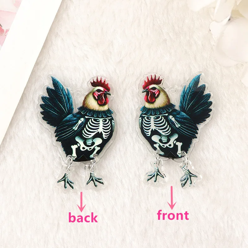 6 шт. Подвески на Хэллоуин акриловый смешной призрак череп ходячая курица для