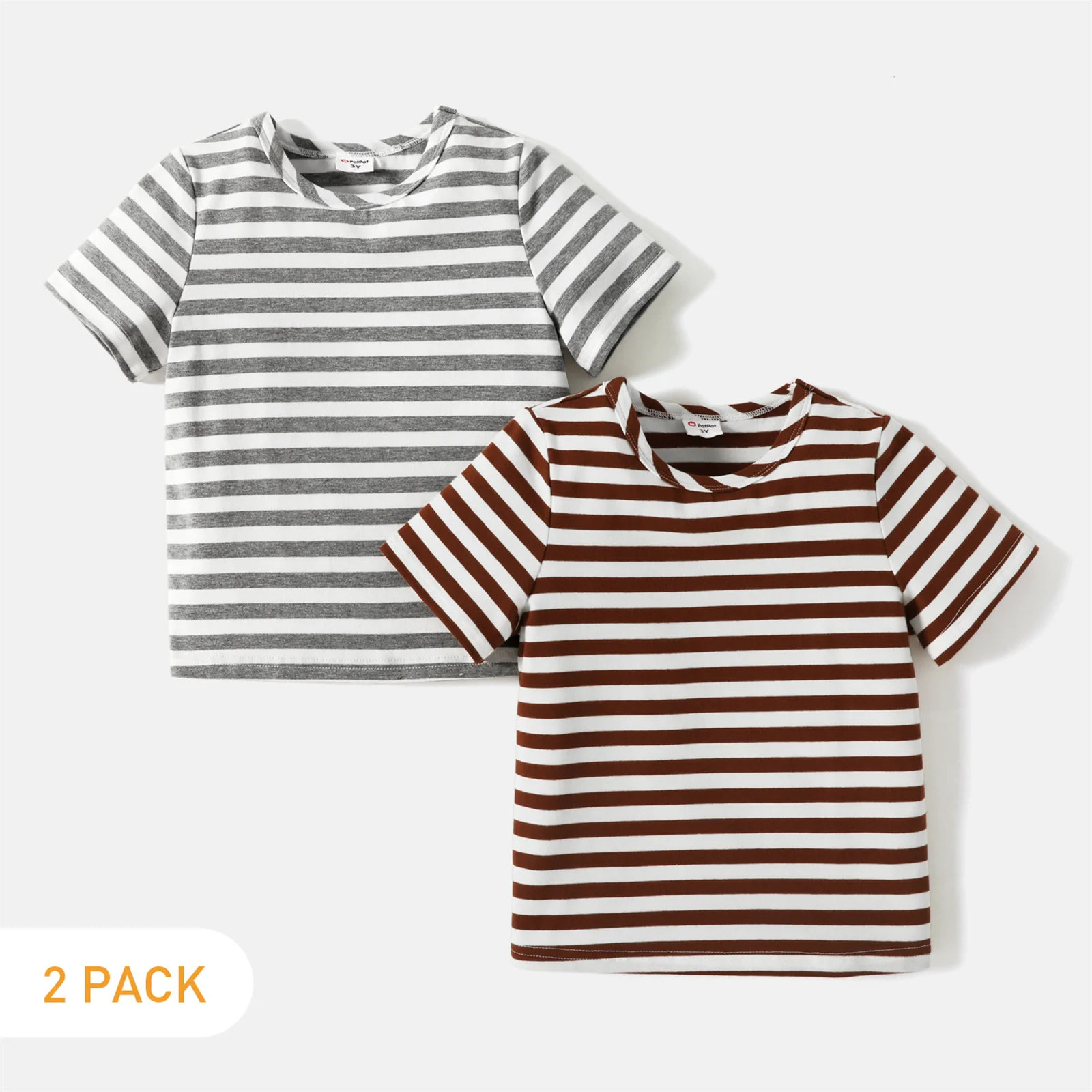 PatPat 2-Pack Toddler Boy Stripe Short-sleeve Tee Clothing Short Tee Kid's Shirts Child Baby Toddler Cotton Tee