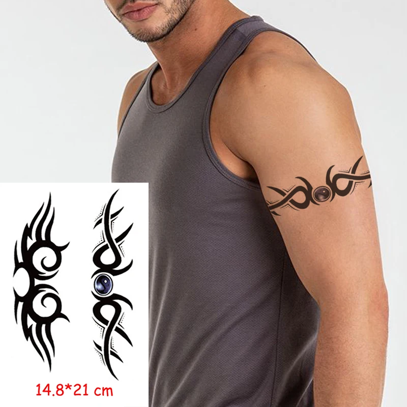 

Waterproof Temporary Tattoo Sticker totem line black classical tatoo Body Art Arm leg fake tattoos Women/Men girl 14.8*21 cm