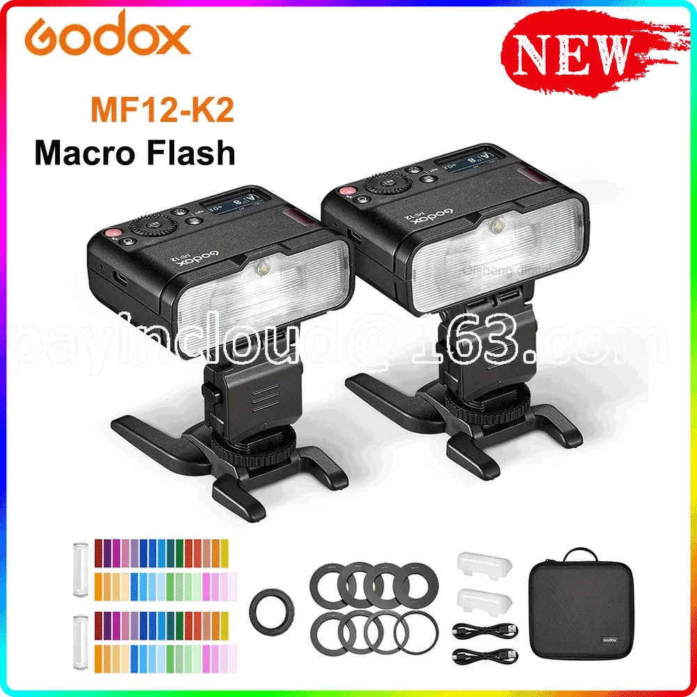 

Godox MF12-K2 Macro Flash Light 2.4GHz Wireless Control Built-in X System TTL Flash Speedlite with Color Filter MF12 Macro Light