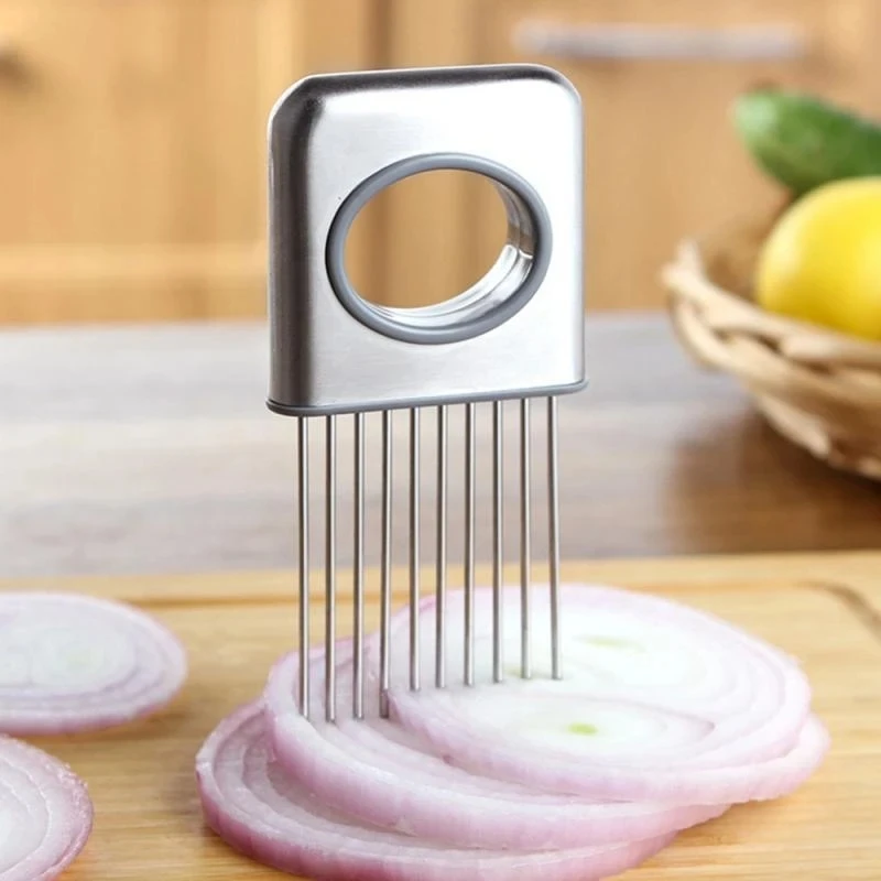 

Easy Onion Cutter Holder Vegetable Slicer Cutting Tools Stainless Steel Meat Potato Tomato Slicer Holder Fork Kitchen Gadgets