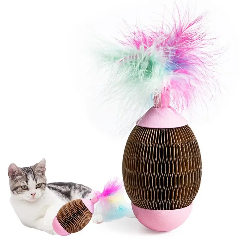 

Refillable Cat Scratch Ball Corrugated Paper Catnip Cat Toy Ball Interactive Kitten Cat Scratcher Toy For Reducing Obesity And