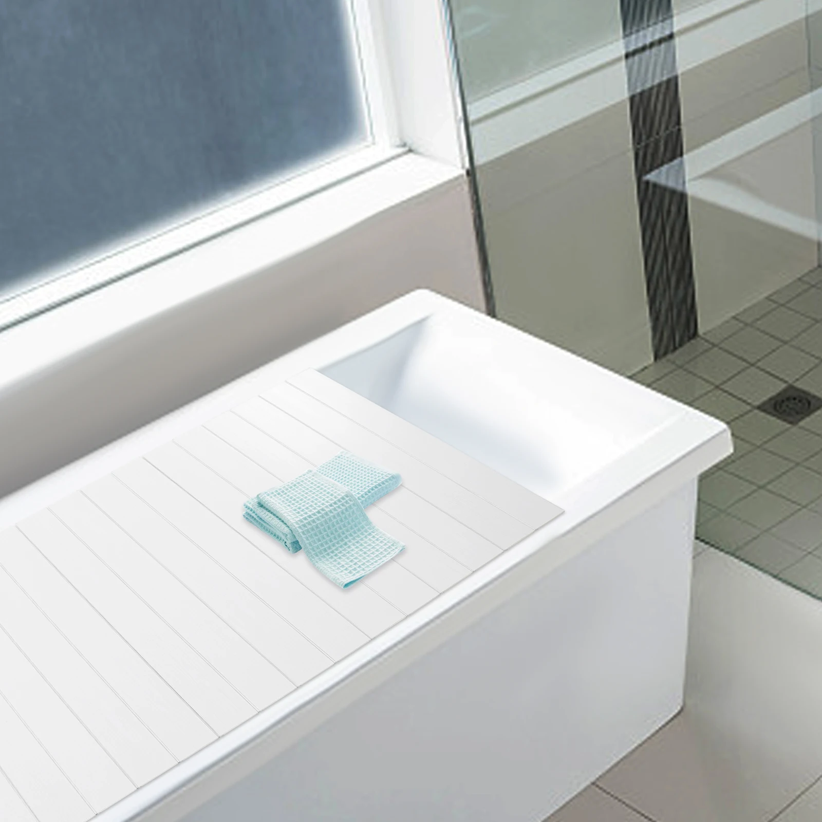 

Bathtub Cover Foldable Board Waterproof Dustproof Bathtub Tray Insulation PVC Durable Panel for Home Bathroom Spa 75 x 170 cm