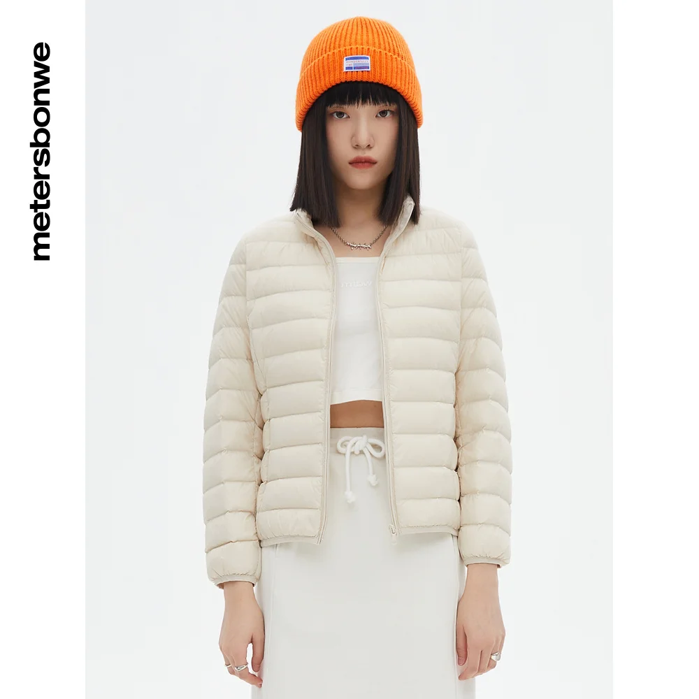 Metersbonwe Ultralight Basic Stand Collar Down Jackets Women 90%White Light Soft Duck Down Warm Warm Wer Slim Winter Down Coat