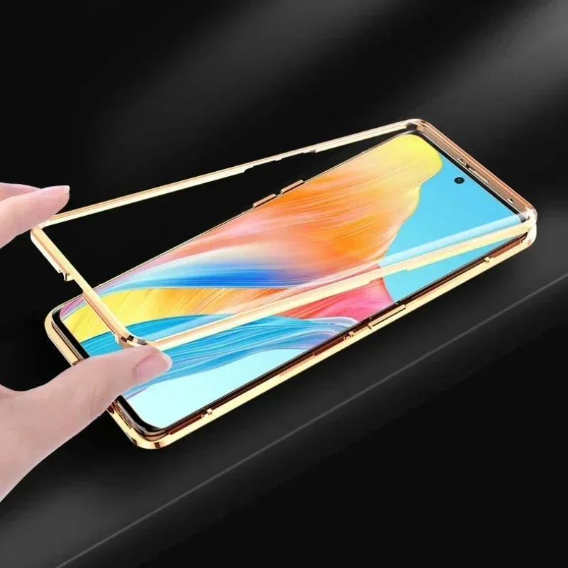 Кожаный металлический чехол для телефона OPPO A80 A98 A79 A78 Find X8 A3 K12x F23 F27 Pro Plus 5G Temper Glover