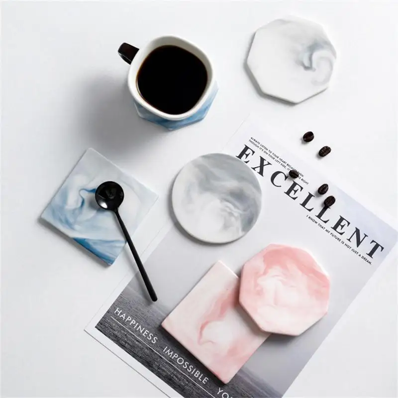 

Ornament Smooth And Smooth Touch Comfortable Coaster Insulation Marble Stone Is Preferred Ceramic Pad Light Luxury Retro Cup Wad