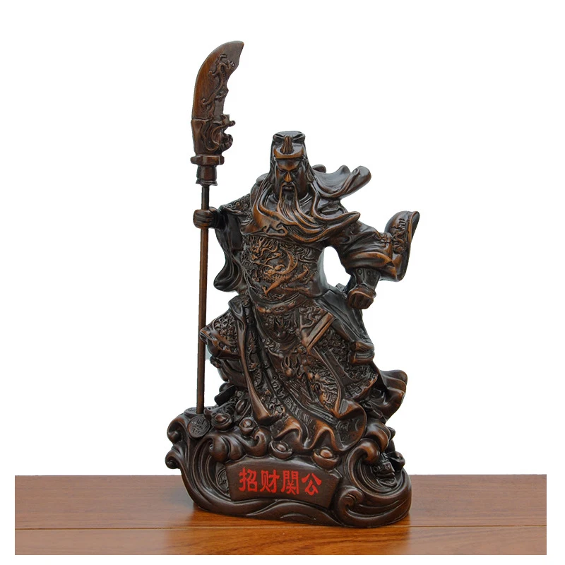 

Wu Cai Shen Guan Erye Imitation Sandalwood Ornaments Living Room Enshrines Buddha Statues Home Lucky Guan Gong Decoration Resin