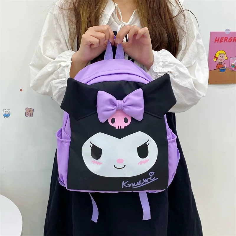

2023 симпатичный мультяшный холщовый рюкзак Sanrios Kawaii Anime MyMelody Kuromi Cinnamoroll универсальная вместительная школьная сумка подарок