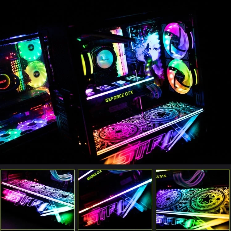Case Lighting panel GPU Backplate Side Panel 5V ARGB 3PIN / 12V RGB 4PIN Motherboard AURA SYNC Antec Dark Avenger DA601 images - 6
