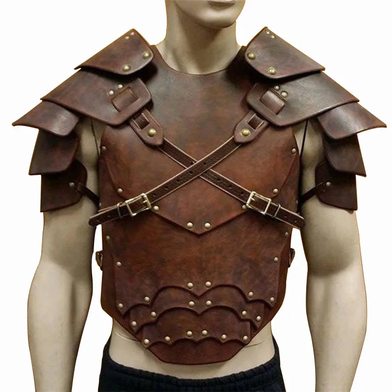 

Steampunk Medieval Men Costume Armor Viking Samurai Warrior Knight Leather Harness Shoulder Pauldrons Vintage Battle Breastplate