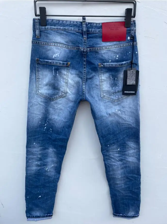 Explosive denim trousers Dsquared2 authentic high street ripped jeans slim fit motorcycle jeans DSQ093
