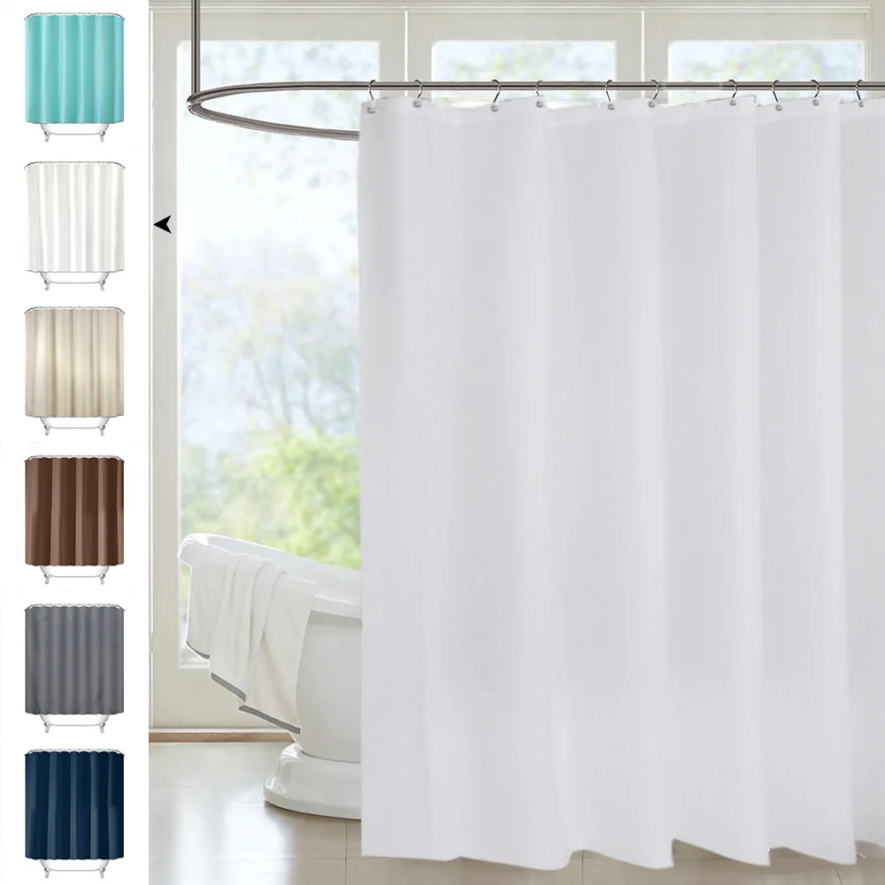 

Polyester Waterproof Shower Curtain Solid color bathroom curtains custom logo