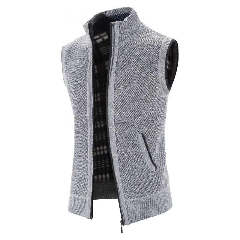 Men's Autumn/Winter Waistcoat Plus Velvet Thicken Plus Size Slim Waistcoat Mens Sweater Vest Sleeveless  Knitted Sweater M-4XL