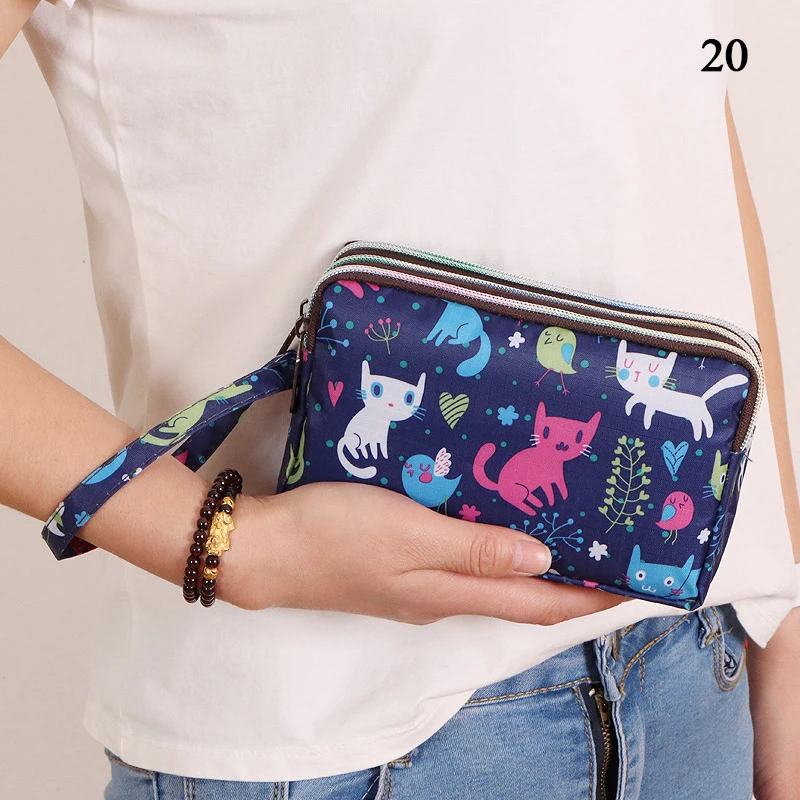 

Larger Capacity Mobile Phone Wallet Clutch Bag Waterproof Portable Three-layer Canvas Long Wallet Female Handbag Key Coin Purse