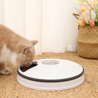 round timing cat feeder automatic cat kibble dispenser electric dry food bowl 6 grids voice remind timing auto feeder for cats