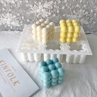 6 hole bubble cube silicone mold aromatherapy candles soap kitchen diy food grade making baking tools mousse cake decor mould