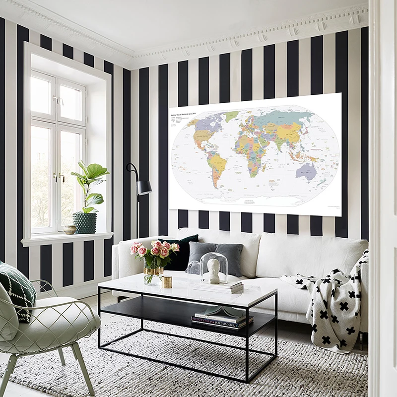 

150x100cm Non-woven Retro World Map Wall Decorative Painting Unframed Poster and Print Living Room Decor Classroom Supplies