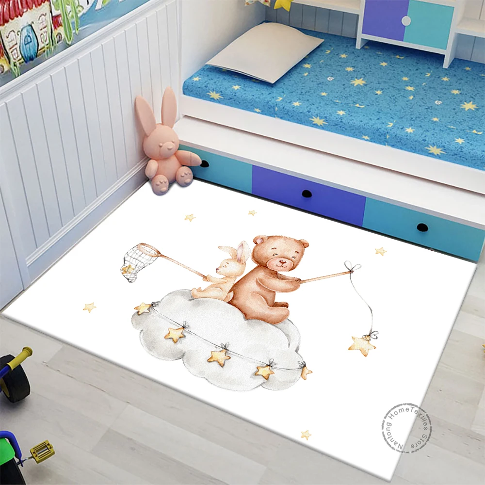 Sleep Bear Carpet Living Room Rugs Bath Mat Room Carpet Children Kids Bedroom Carpet Lounge Rug Floor Mat Baby Play Mat Home images - 6