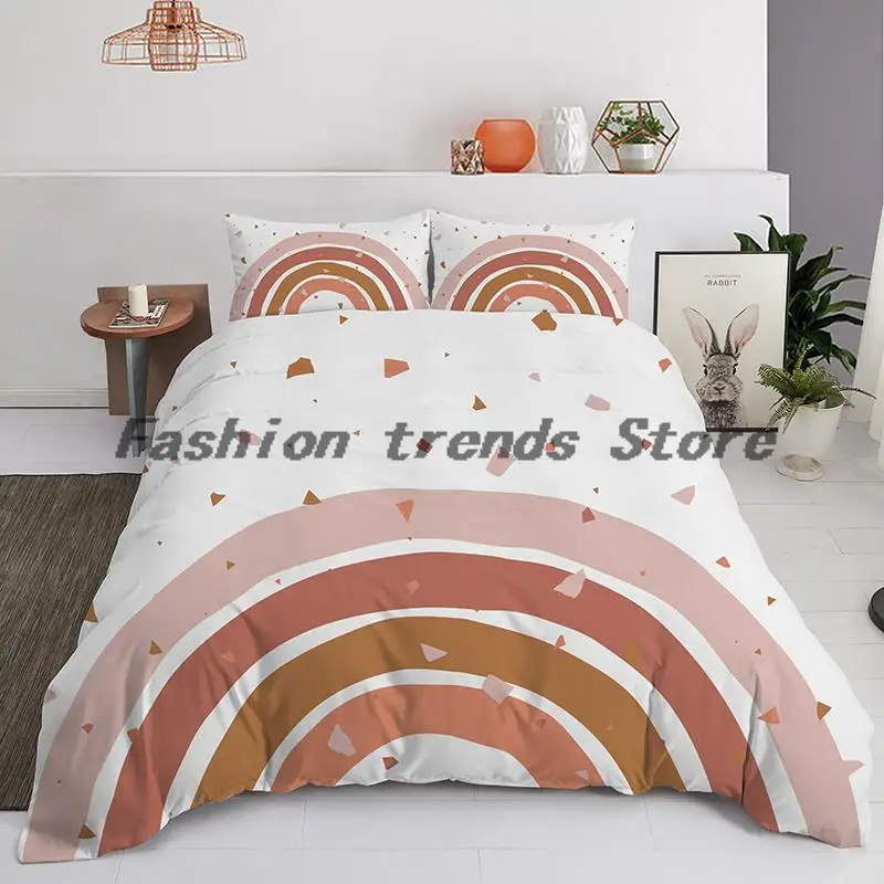 

Trendy pastel colors rainbow Bedding Set Baby Kids Duvet Cover 150x210 135x200 With Pillowcases And Zipper