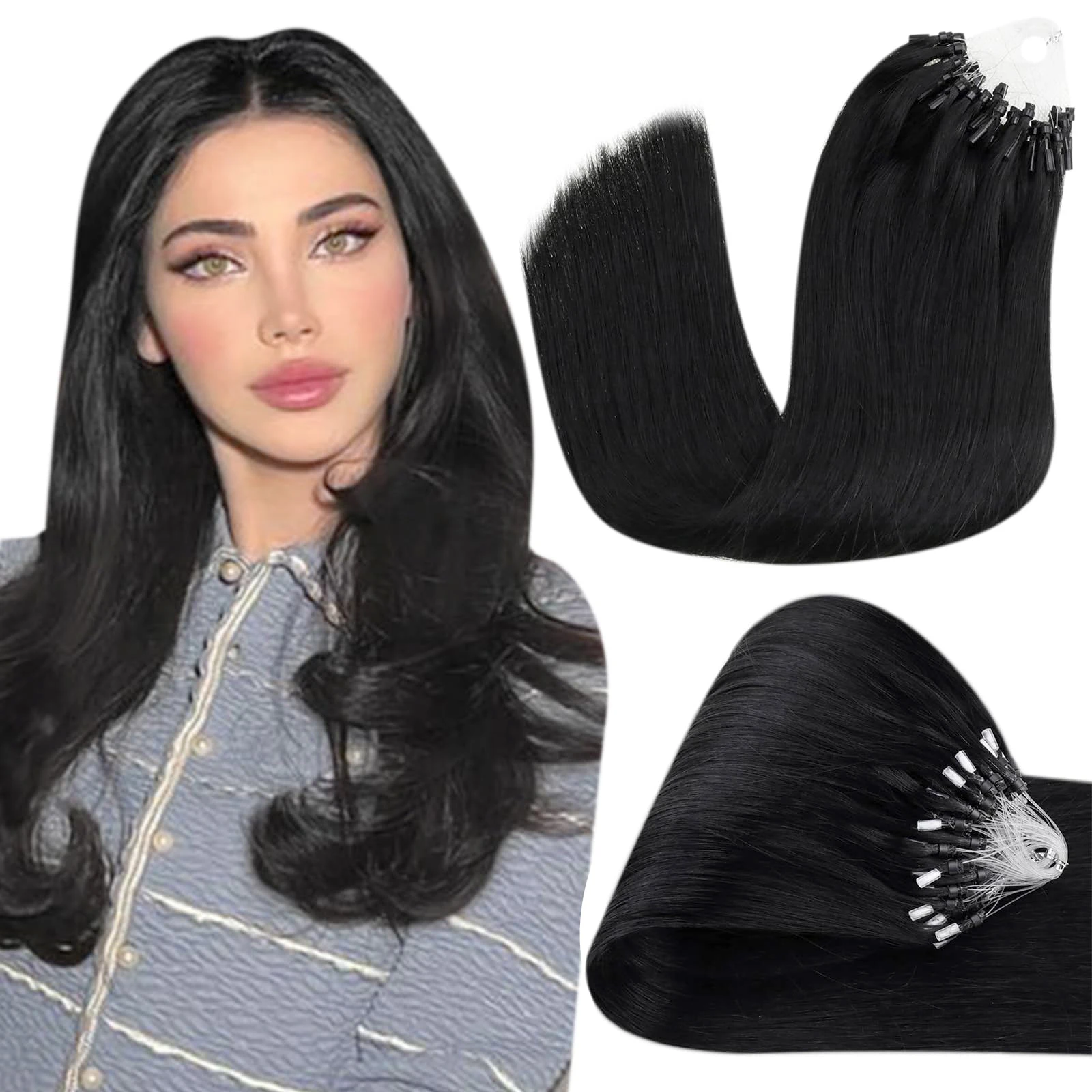 Angelove Straight Remy Hair Loop Micro Ring Extensions 50 г/упак. Бразильские натуральные волосы для женщин