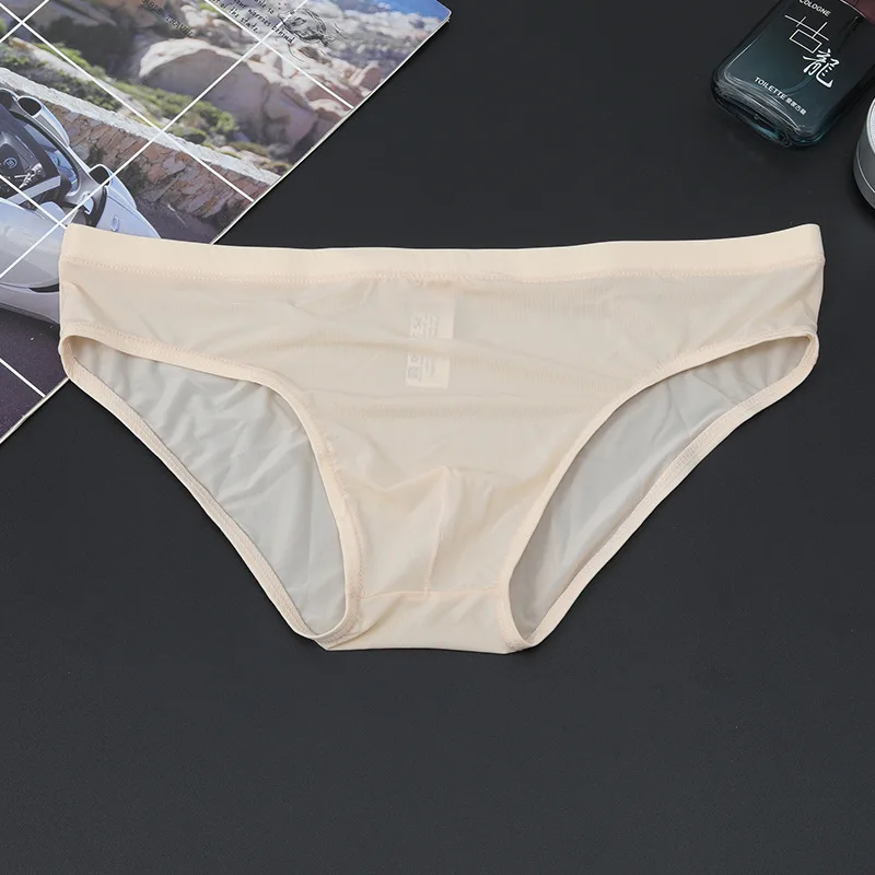 New Ultra-thin Men's Sexy Briefs Ice Silk Convex Pouch Panties G-string Underwear See Through Low Waist Smooth Thong Lingerie