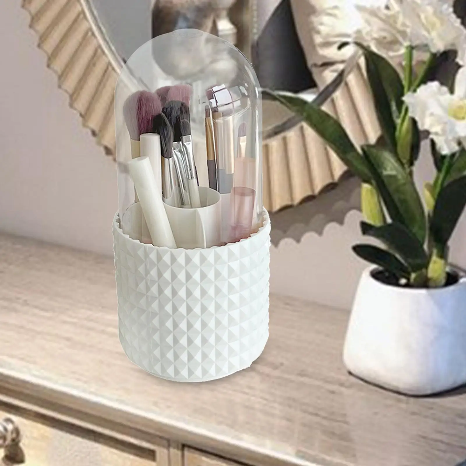

Make up Brush Organizer with Lid Waterproof for Office Bedroom Stationary