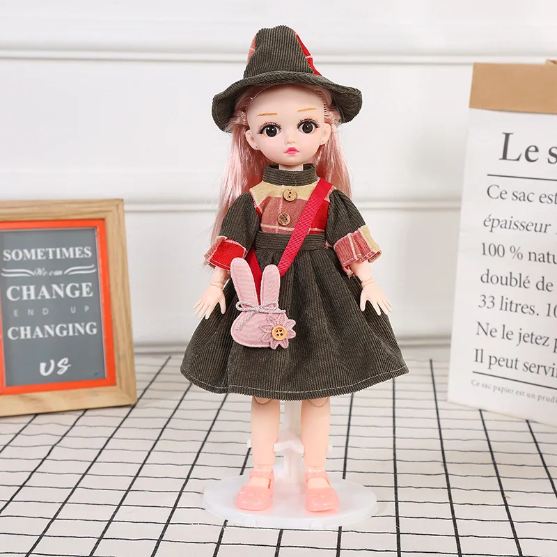 

6 Points 30cm Bjd Fashion Doll Set 23 Joints Movable 3D Real Eyes DIY Girl Dress Up Princess Doll Toy Children's Holiday Gift