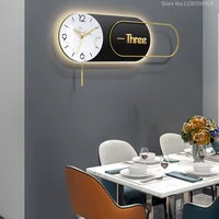 modern minimalist wall clock with lights light luxury marble clock face mute hanging clocks battery powered living room decor