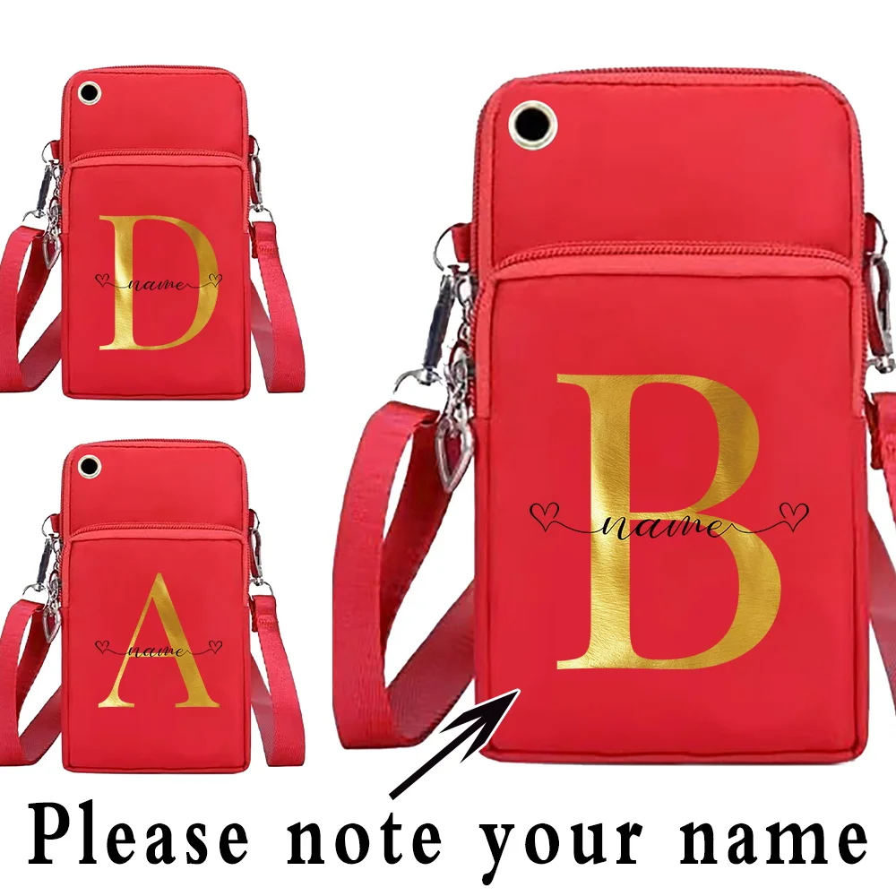 Waterproof Mobile Phone Bag for Samsung/iPhone/Huawei Case Sport Arm Purse Customized Name Letter Shoulder Bag Phone Pouch