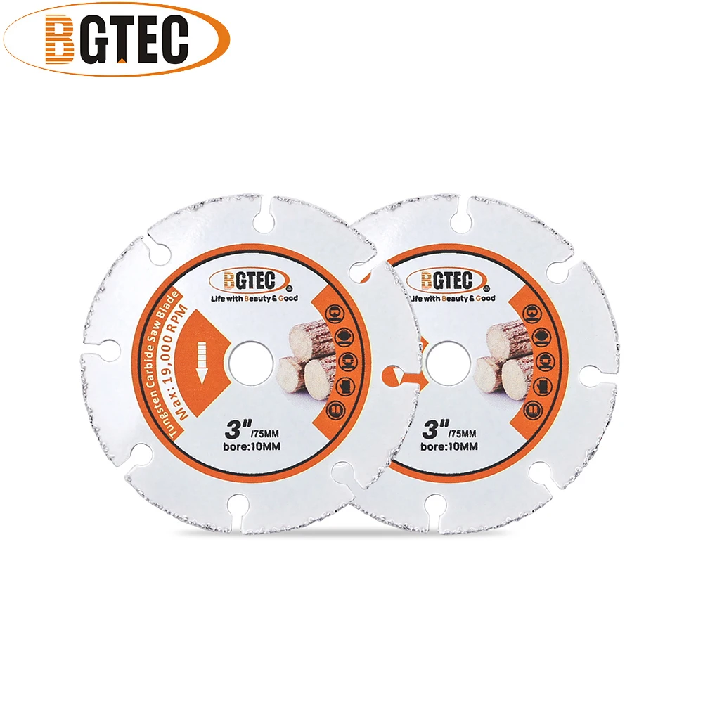 BGTEC 2pcs/set 3inch Cutting Disc Different Purpose Wood Board Rubber Pipe Steel Metal Masonry Concrete Saw Blade Free Shipping - купить по