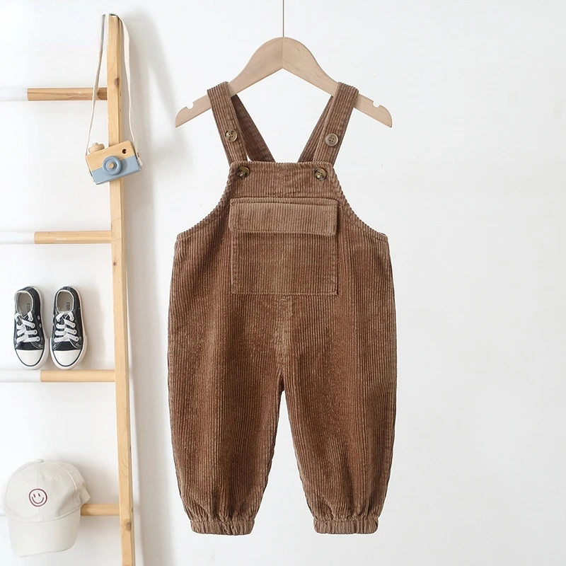 

Baby Toddler Clothes Ankle Banded Children Pants Overalls Infant Long Trousers Pocket Kids Corduroy Rompers Baby Girls Jumpsuit