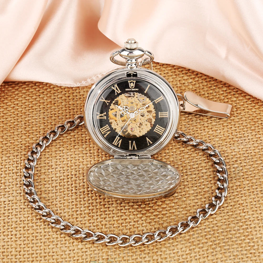Luxury Mechanical Pocket Watch for Men Giraffe Pattern Cover Manual Machinery Pocket Watch Pendant Clock Gift for Unisex Reloj