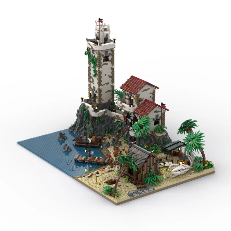 Фото 8047 деталей MOC Модель «Пиратский пляж» (Порт Саваж) — Конструктор, Архитектурная игрушка, Подарки на день рождения, DIY, Обучающий конструктор, Декоративный набор №2