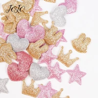 jojo bows 100pcs glitter patches shiny solid crown heart star rabbit accessory for apparel sewing materials garment decoration