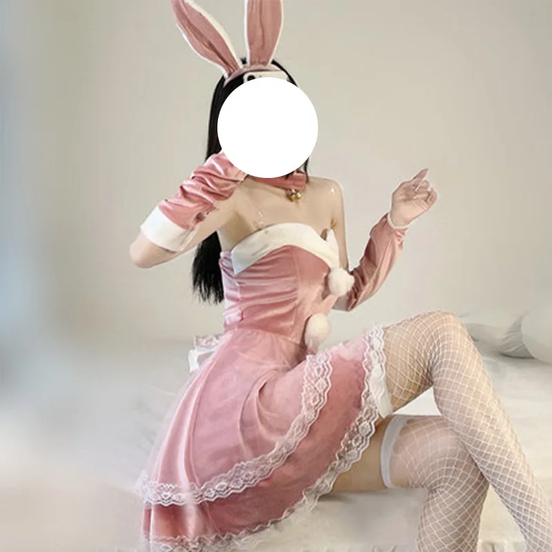 

2022 New New Year's Shirt Winter Christmas Women's Dress Sexy Maid Costume Cos Uniform Temptation Bunny Girl Lace Suit