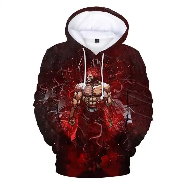 

Baki The Grappler Hoodie Anime Baki Hanma Pullovers Tops Long Sleeve Autumn Man Sweatshirt Anime Hoodie 3D Oversize Hoodie Women