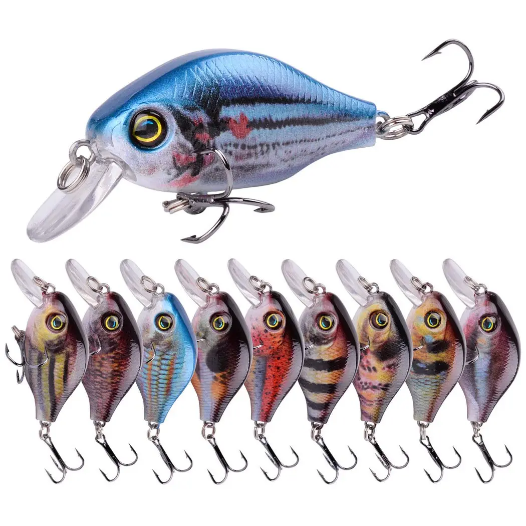 

10Pcs Crankbait Fishing Lures 58mm 8g Japan Trout Wobbler Artificial Hard Bait Bass 3D Crankbait Carp Fishing Tackle