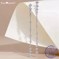 shipei 2022 925 sterling silver created moissanite gemstone wedding party long dangle earrings for women fine jewelry wholesale