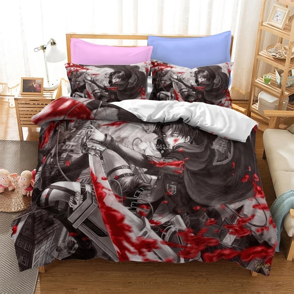 

Anime Attack on Titan Duvet Cover Set Twin Full Queen King Size Bedding Set Soft Bed Linens for Boys Girls Adult Home Textiles