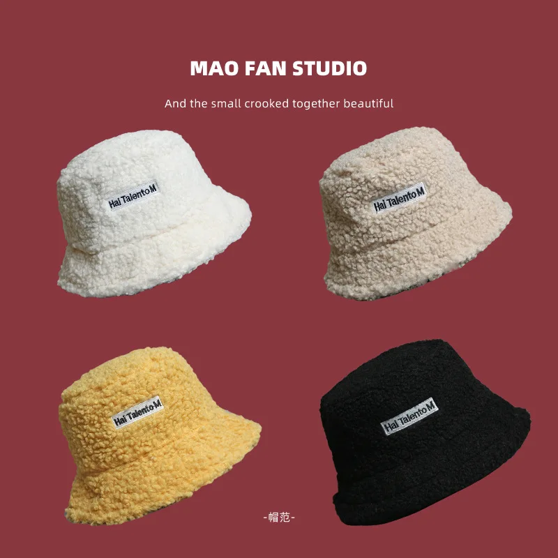 

Панама из искусственной овечьей шерсти зимняя теплая бархатная женская уличная Панама теплая Рыбацкая шапка