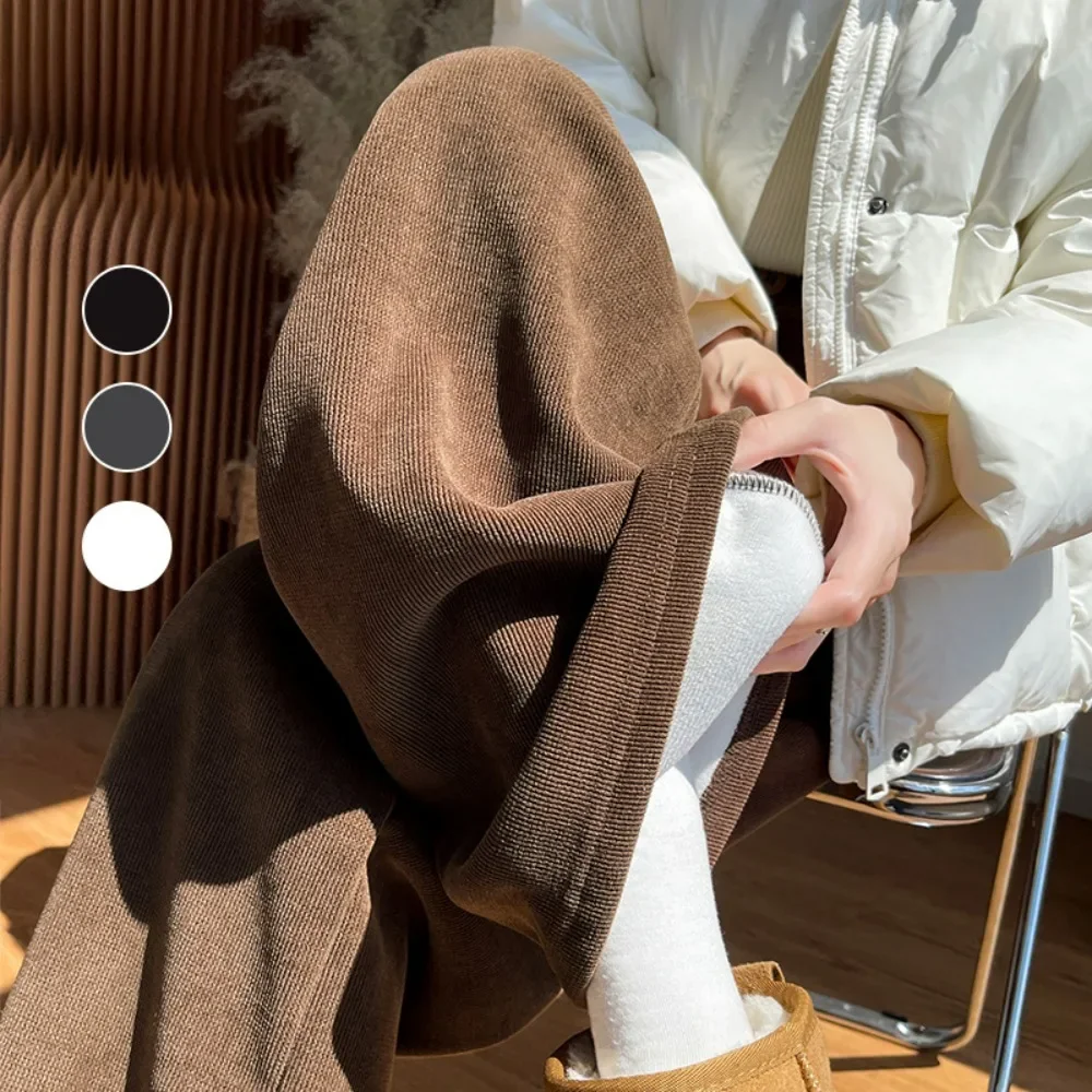 Женские бархатные брюки из синели модные широкие с высокой талией элегантные