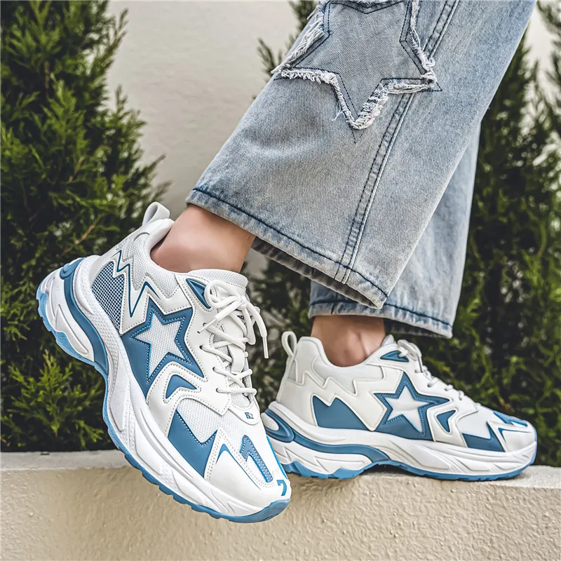 Осенние мужские повседневные кроссовки со звездами винтажная обувь на платформе