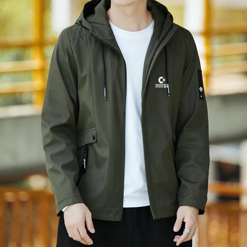 

Men's Spring and Autumn Jacket Thick Thermal jacket Men's Fashion Outdoor coat brand men's classic black casual hooded jacket