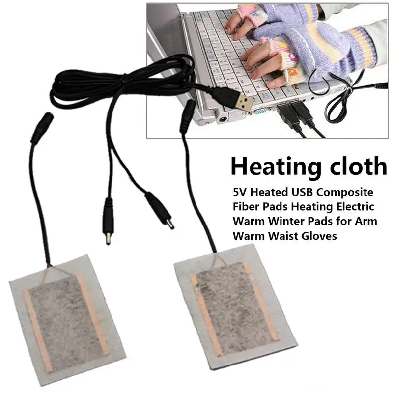 

Five Finger Glove Heating Sheet 2 In 1 Glove Heating Sheet Split Type USB Temperature Adjustment Electric Heating Pads