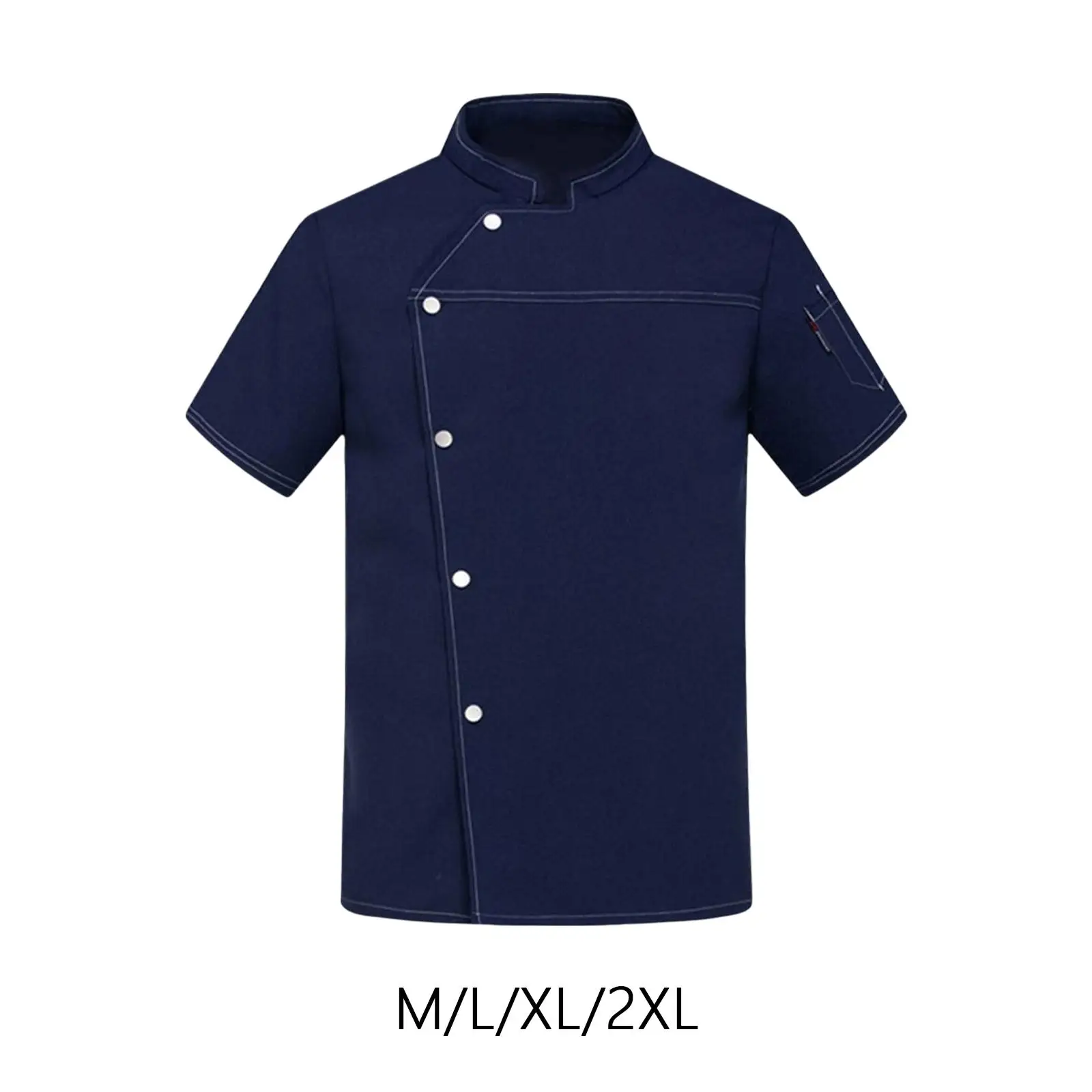 

Unisex Chef Coat Jacket Summer Breathable Short Sleeve Cooker Uniform for Cafe