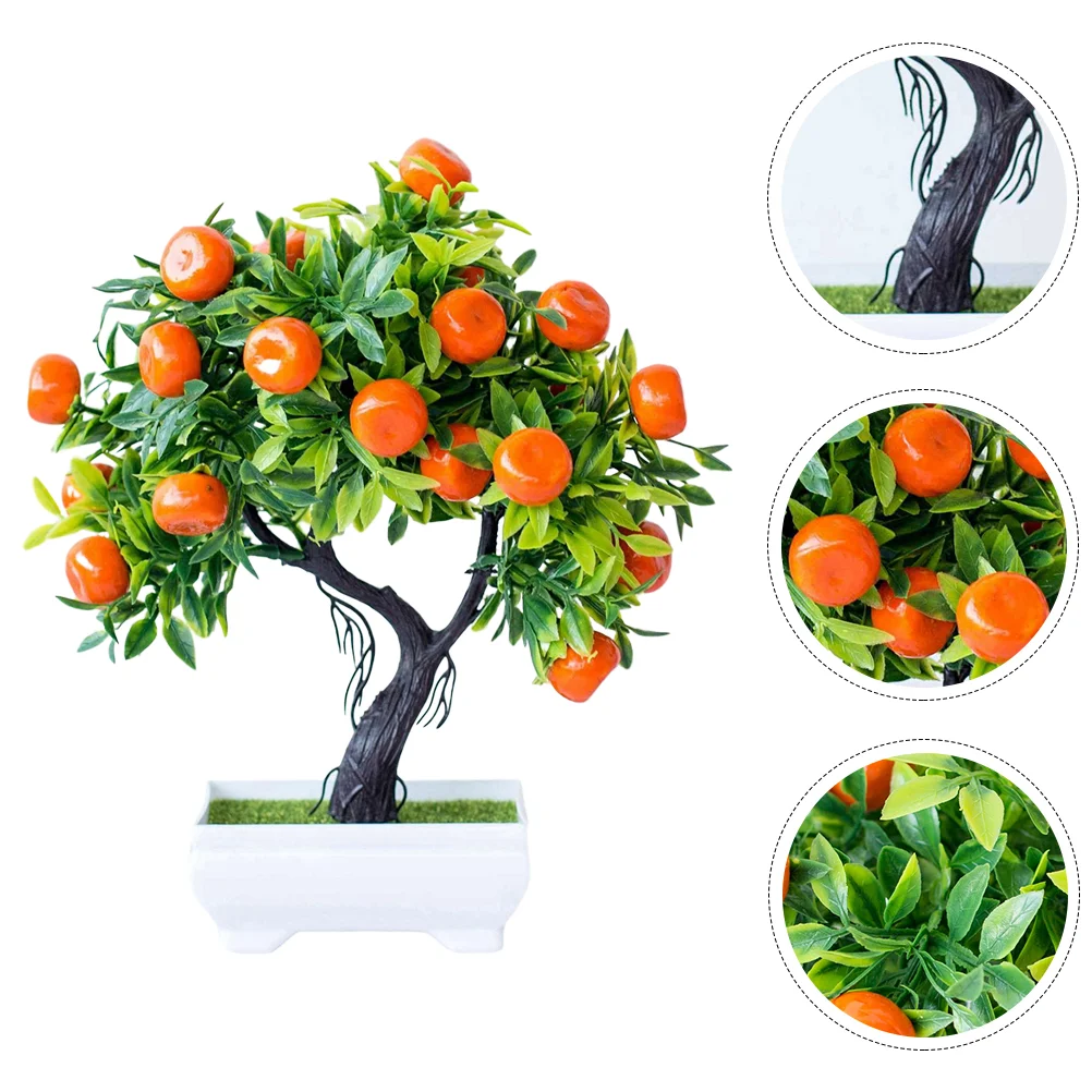 

Artificial Fruit Tree Simulation Bonsai Orange Office Decor Desk Topper Fake Mini Decors Desktop Adornment